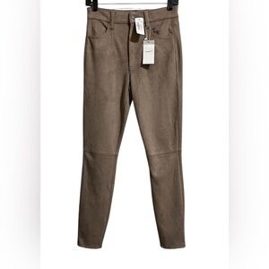 NWT Level 99 Women's Tan Brown Faux Suede Pant Skinny Stretch Ankle Size 27